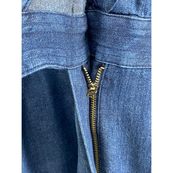 BANANA REPUBLIC Jumpsuit Womens 12 Denim Belted Coverall Cotton Blue - Picture 8 of 16